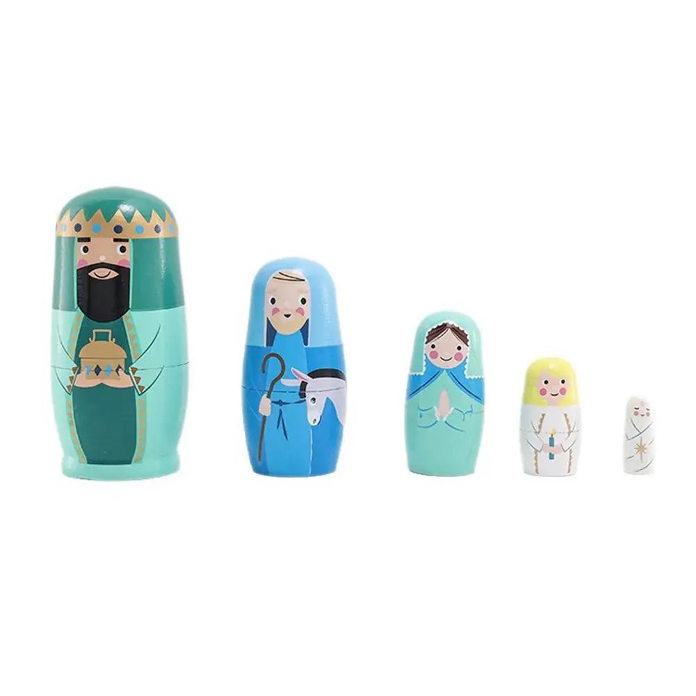 Handgemaakte houten Russische nestpop Kinderhersenspel Educatief speelgoed met verschillende kleuren Draagbare Russische nestpoppen