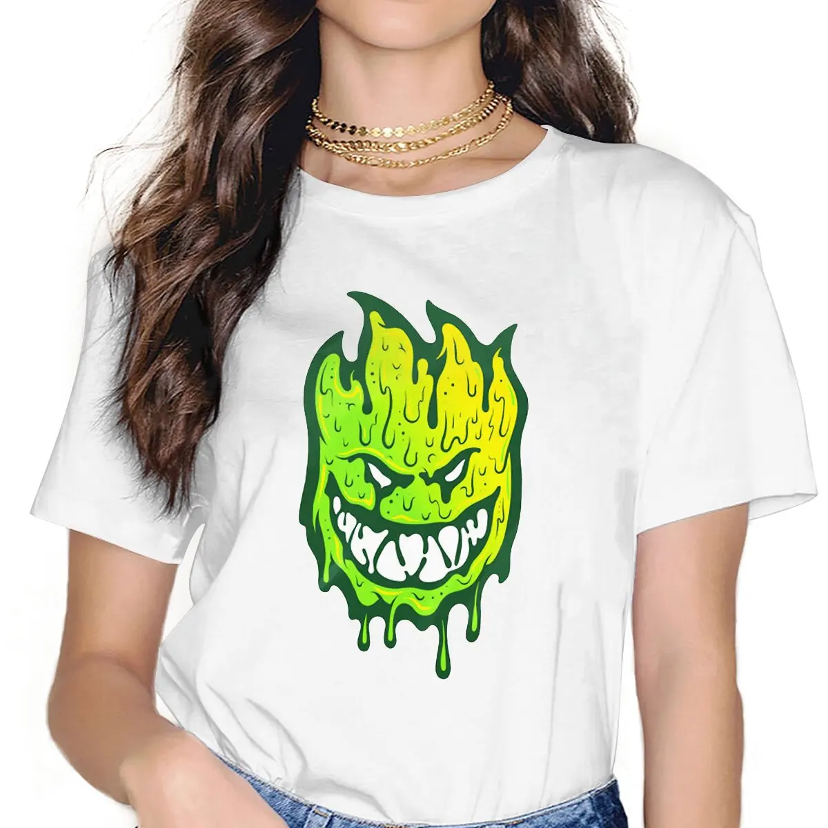 Spitfire Cool Skate Green Slime Fuuny T Shirt Fashion Women's Tees Summer Harajuku Crewneck Polyester TShirt