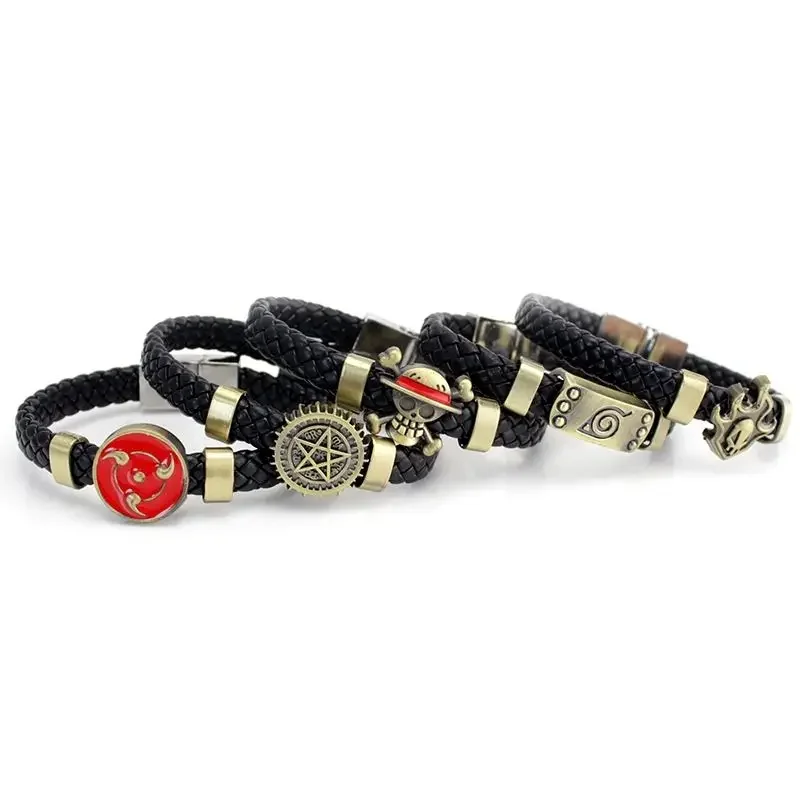 Hot selling anime One Piece creative bracelet, Black Butler Death, Naruto fashion alloy textile magnetic buckle bracelet gift