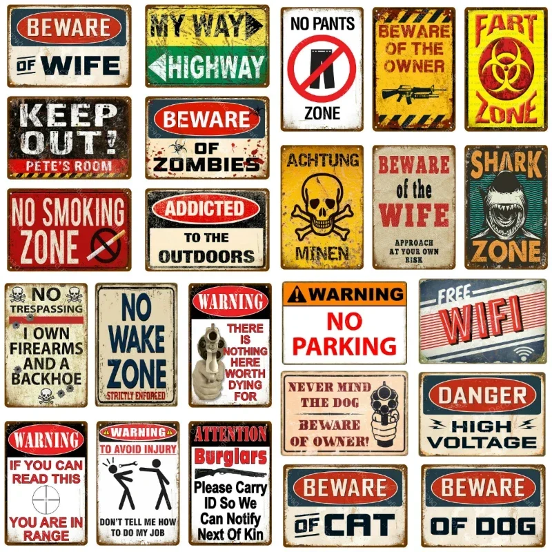 No Pants Zone Wall Decor Warning Danger No Trespassing Gun Metal Signs Achtung Minen Vintage Poster Art Plaque YJ160