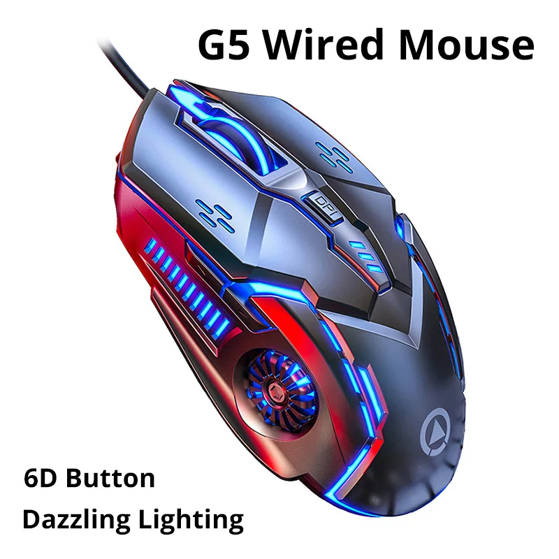 G5 Wired Gaming Mouse 6D 4Speed DPI RGB Breathing Light Gaming Wired Mouse For Computer Laptop////G5 Black