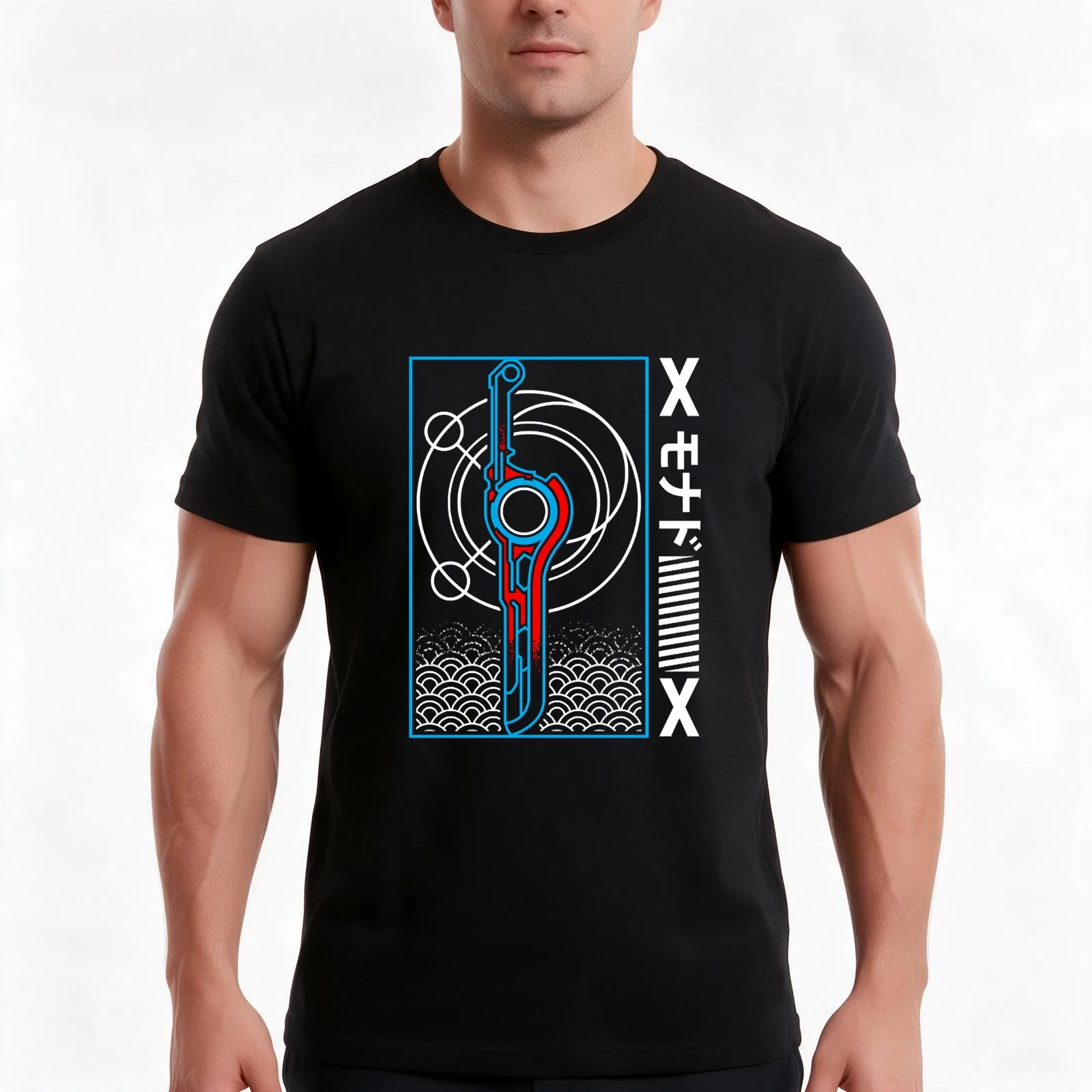 Monado Sword Japanese Style T-Shirt, Summer Casual Cotton Tee, Oversized Streetwear Tops, Vintage Graphic Print, 100% Cotton