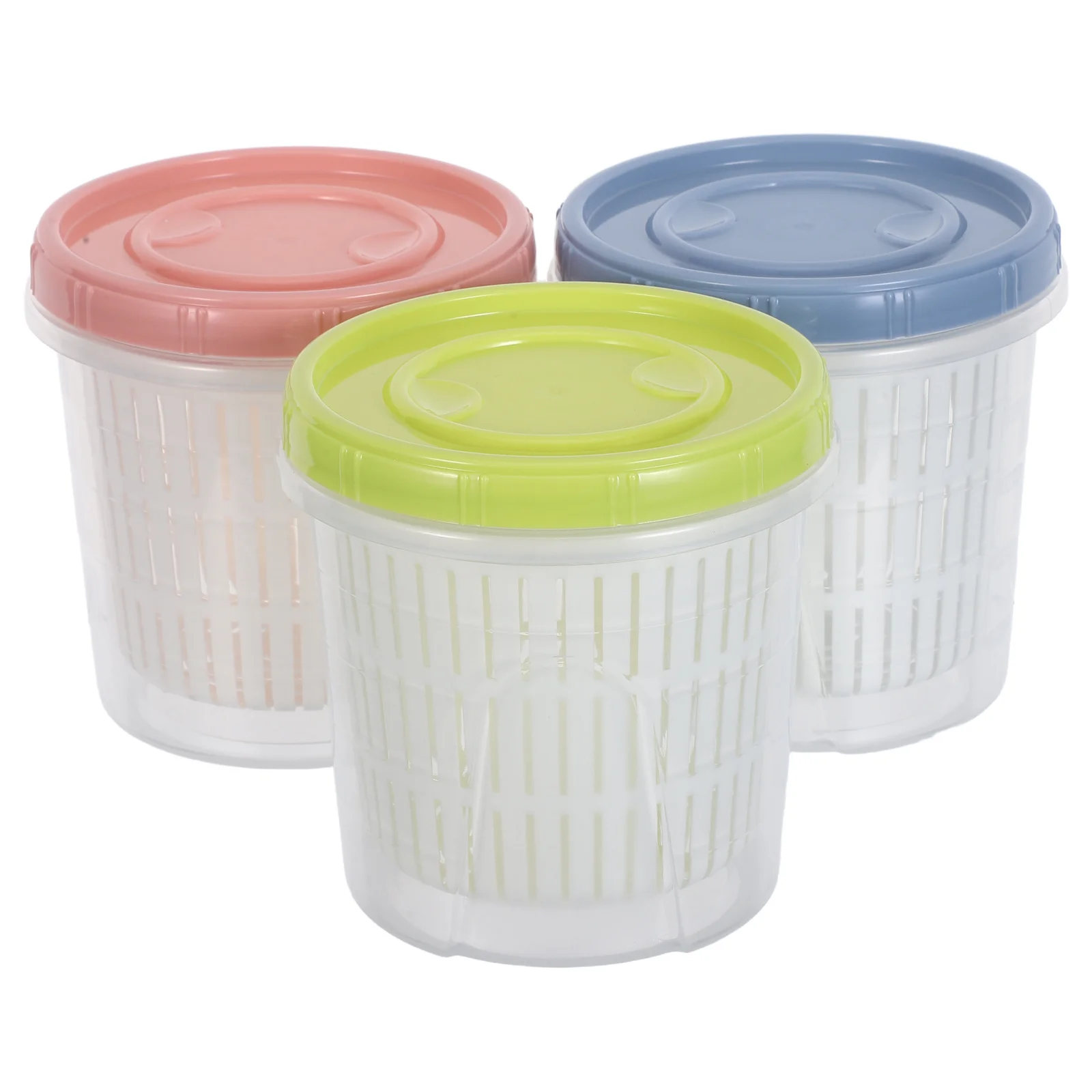 3 قطعة حاوية تخمير كيمتشي صندوق تخزين المخلل غطاء محكم شفاف مانع للتسرب حارس الخضار مع سلة استنزاف