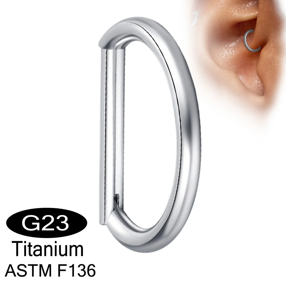 Titanium D-Shaped Zirconia Earrings for Men And Women Jewelry for Lip Rings Ear Cuffs Nose Rings Body Piercing Lip Rings Punk