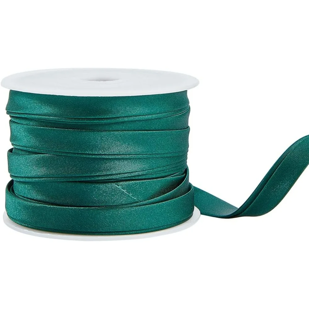 1 Rolle 13,5 Yard Satin-Schrägband 3/8 Zoll doppelt gefaltetes Satin-Bindungs-Schrägband für Cheongsam-Dekoration, Kleidung, Naht, Rohrleitungen