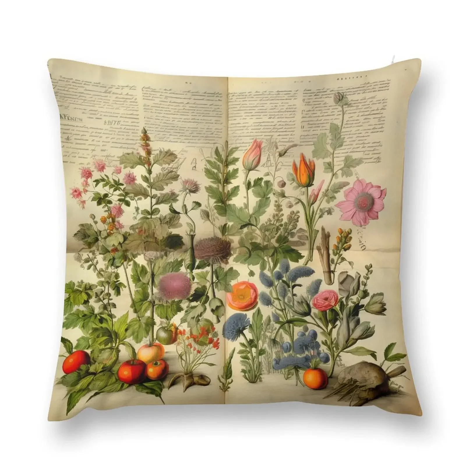 Old Plant Drawings of Horticulture and Botany Throw Pillow Pillowcases Ornamental Pillow Pillowcase Cushion pillow