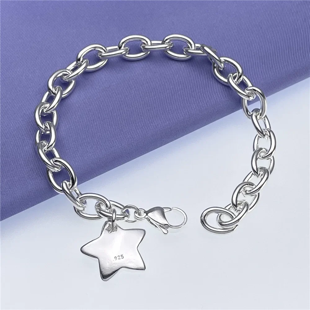 

925 sterling Silver Pretty star Pendant Bracelets for Women Fashion Designer Party Wedding Accessories Jewelry Christmas Gifts