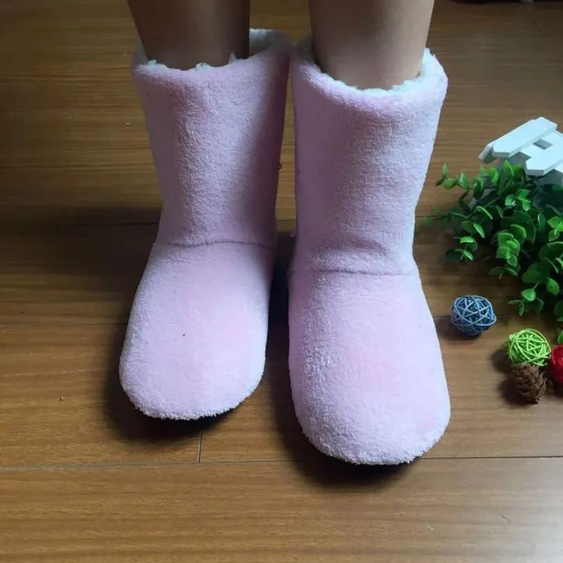 Home Slipper Boots Womens Winter Plush Anti Skid Grip Indoor Fluffy Warm Female House Shoe Men Male Fuzzy furry High Tube