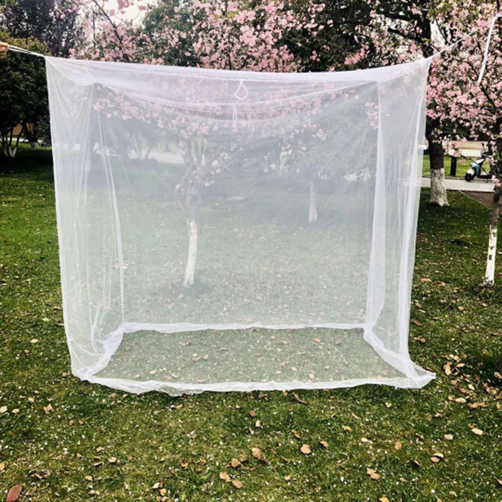 White Net for Bed Canopy, Tent, Camping , Finest Holes Mesh, Square Netting Curtain, Easy to Install, Hanging, 200x200x180cm