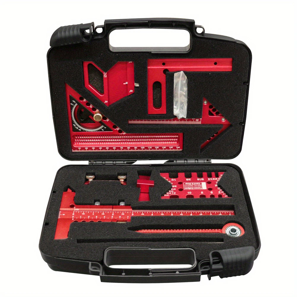 Aluminum Alloy Square Angle Ruler Dovetail Center Scribe Layout Marking Tool Set For Woodworking Carpentry Measuring Kit