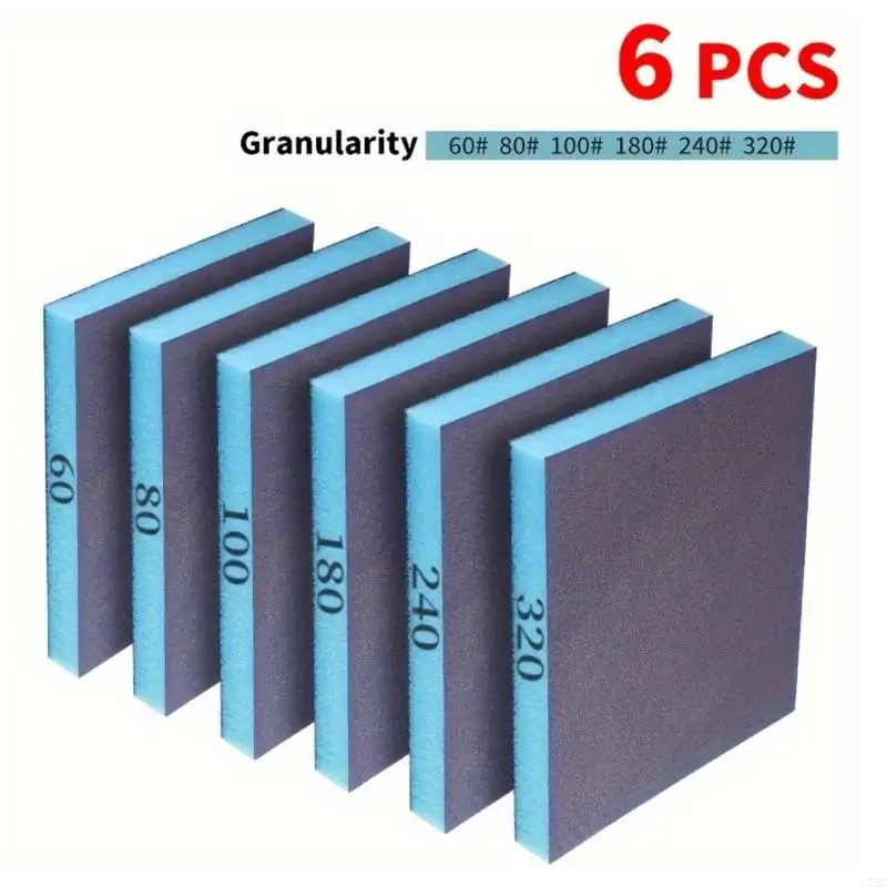 6pcs ขัดฟองน้ำที่สามารถใช้ซ้ำได้บล็อกการขัดที่สามารถใช้ซ้ำได้