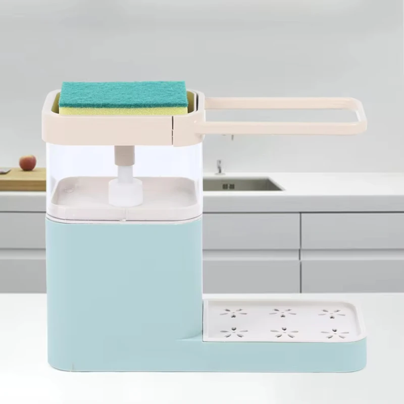

Green Dish Soap Box Sponge Shelf 4 in 1 Dish Soap Dispenser Kitchen Sink Sponge Caddy Countertop Rack Soap dish Soap holder