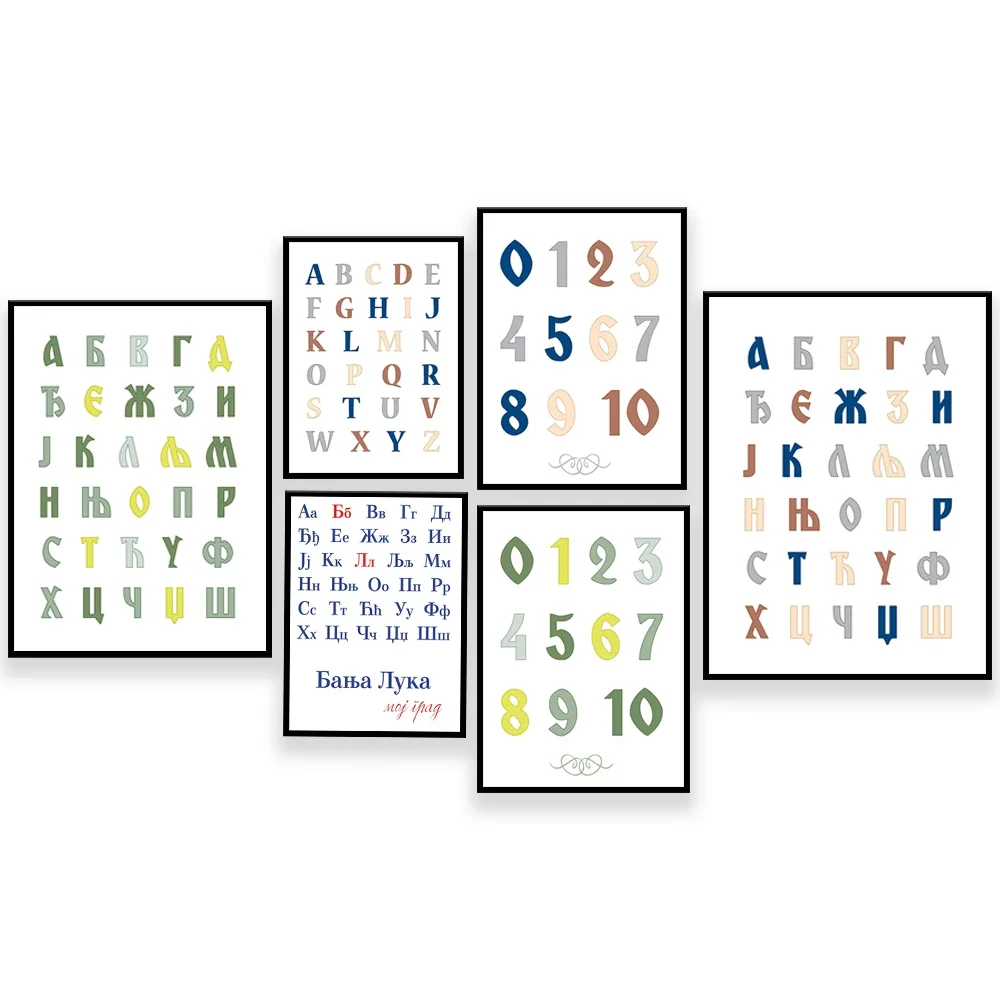 

Serbian alphabet, Serbian Azbuka poster, Cyrillic alphabet, Balkan art, Cyrillic poster for kids, Serbian playroom decoration