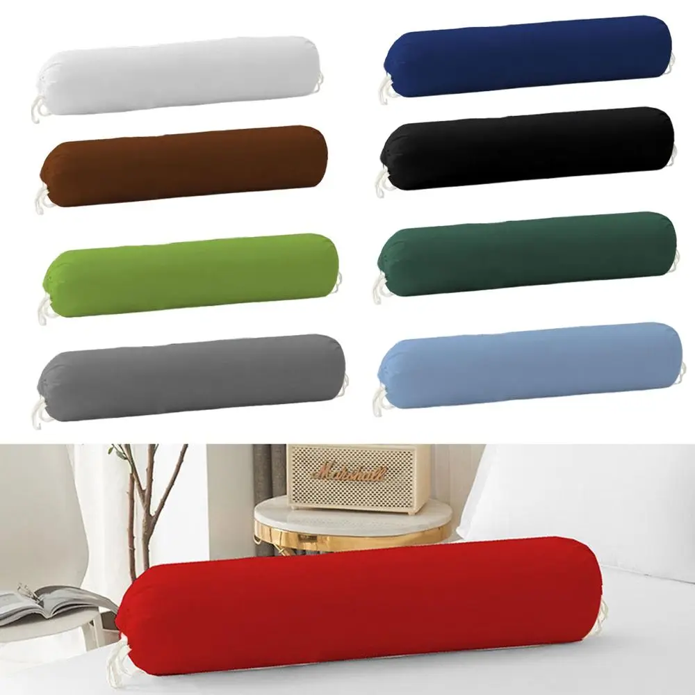 Pillow Case Solid Color Cylindrical Pillowcase Washable 106x35cm Headrest Pillow Cover Durable Long Bolster Pillowslip Travel