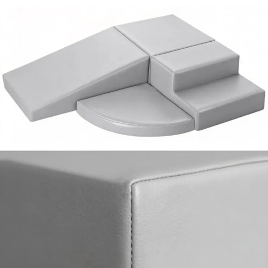 

4-Piece PU Leather Baby Foam Climbing Blocks for Toddlers - Soft Play Climbing Toys for Toddlers - Foam Climbing Set for Crawli