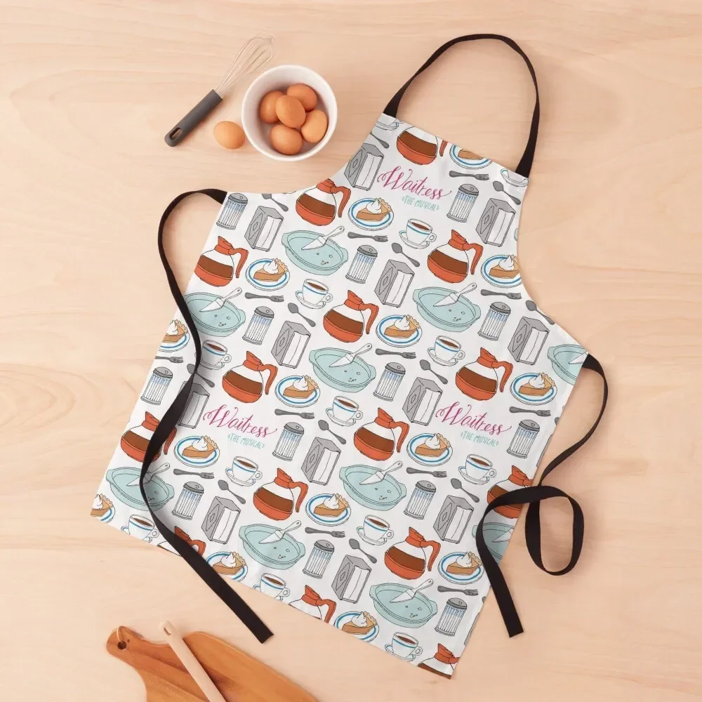 Waitress the Musical - cake and coffee high quality vector repeated pie print drawing illustration Apron Cute Kitchen Apron