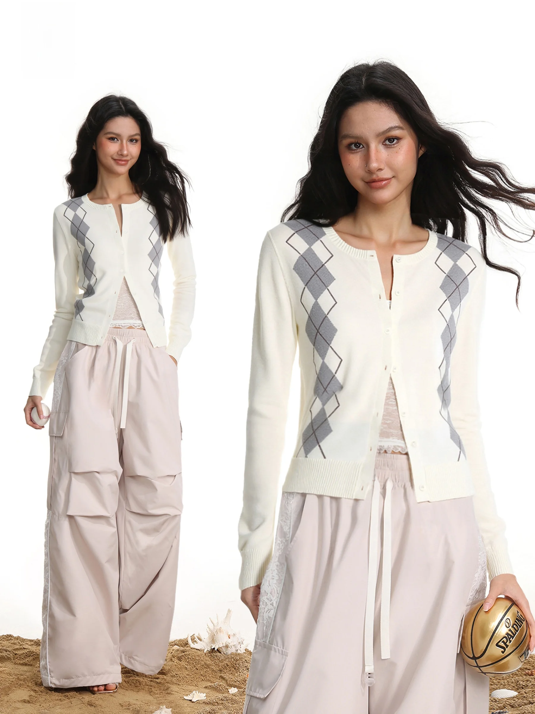 

Облегающее пальто в стиле пэчворк в американском стиле для колледжа, женское однорядное открытое кардиган с несколькими пучками, длинная вязаная повседневная одежда све