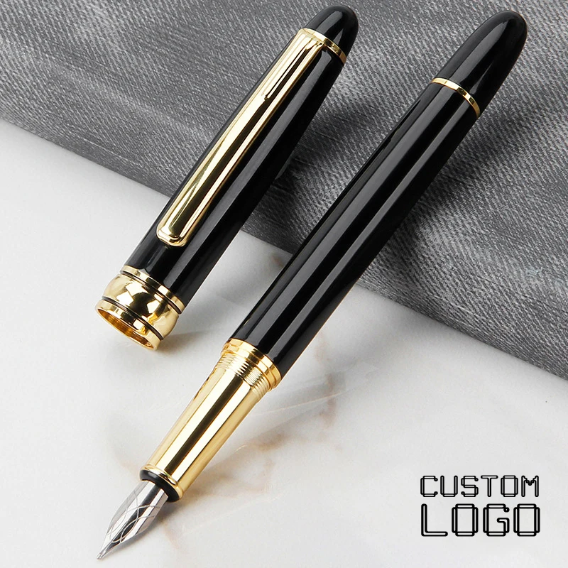 1Pcs Gratis Custom Metalen Pen Business Reclame Kantoor Exclusieve Pen Push-Pull Inkt Absorberende Pen Verjaardag Herdenkingsmunt Gift