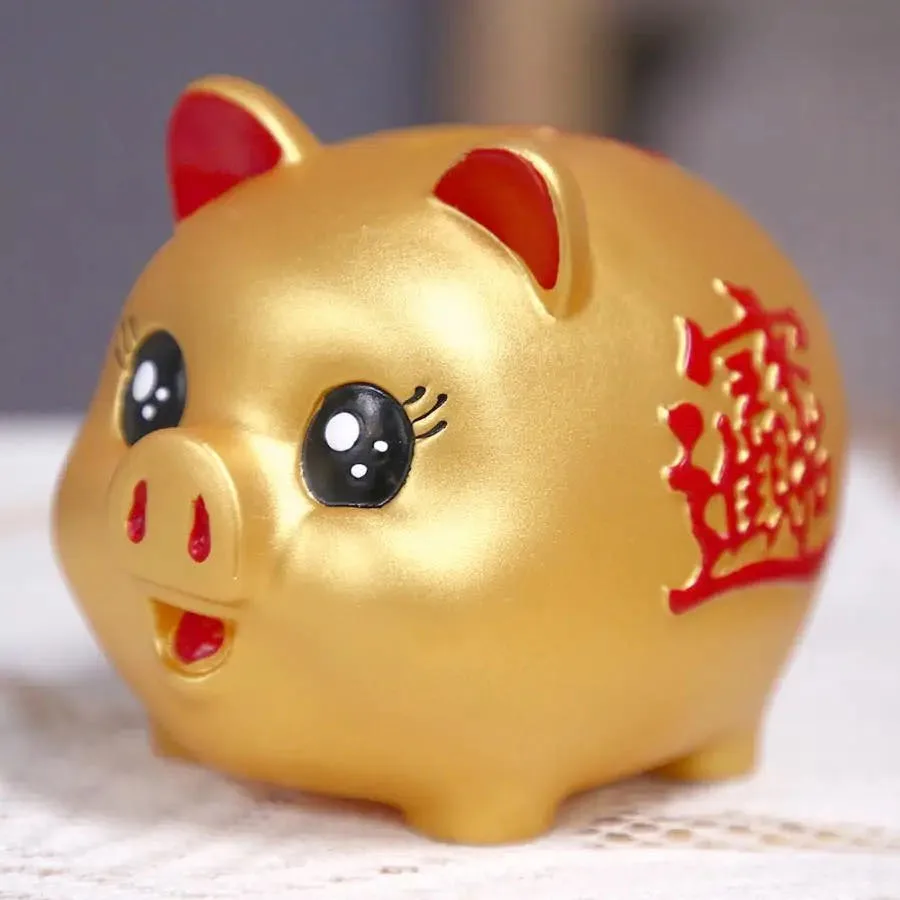 Golden Piggy Bank Plastic Money Saving Box, Decoração de casa bonito, Money Saving Case, Piggy Bank, 1Pc