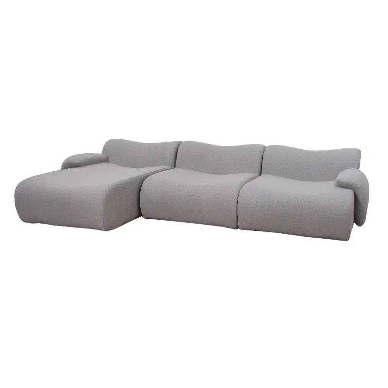 L Shaped European Retro High-end Corduroy Living Room Sofa Boneless Couch Vacuum Compression Sofa Bed Foldable Home Furniture