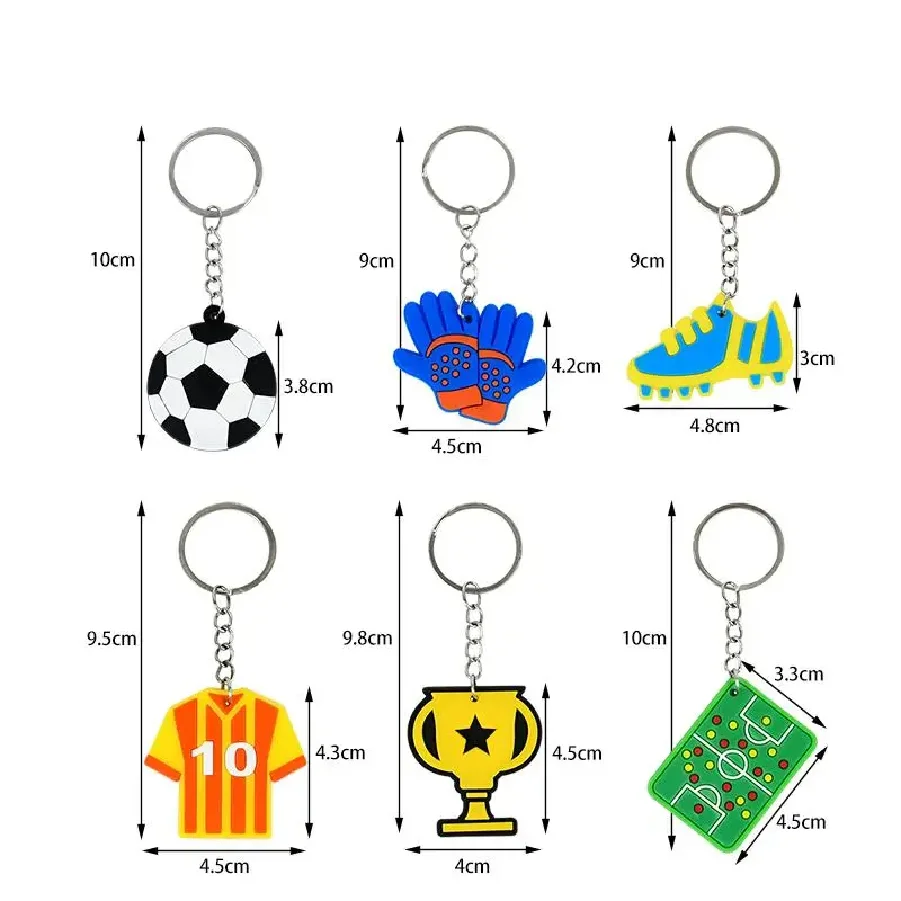 6/12Pcs Soccer Party Favors Keychains Kids Sports Football Birthday Party Goodie Pinata Fillers Toy Silicone Backpack Pendants view 6