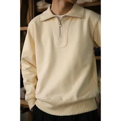BOB DONG Quarter-Zip Motorcycle Sweatshirt Vintage-Inspired Men's Short Pullover