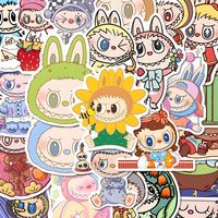 80 PCS 2025 New Labubu Monster Cartoon Waterproof Stickers Pack Cute Water Bottle Laptop Skateboard Scrapbook Anime Accessories