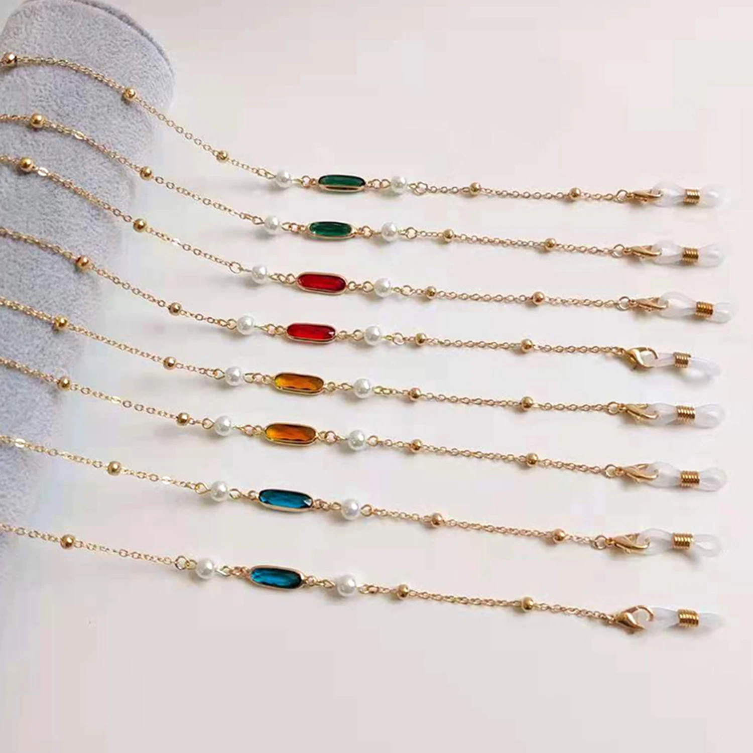 Lanière de lunettes en perles de cristal pour femme, document doré, lunettes anti-perte, masque équivalent, JOStraps, accessoires de lunettes, mode