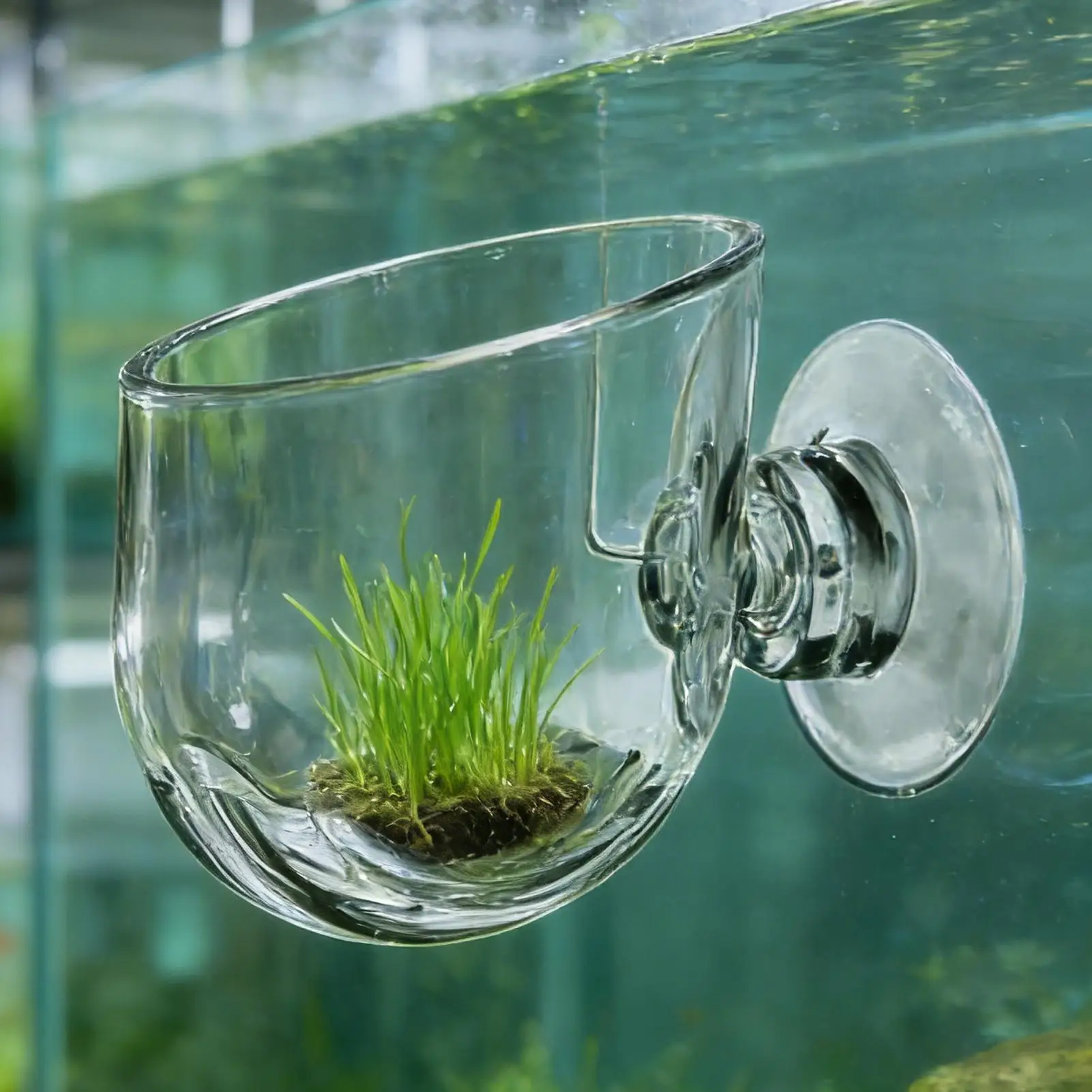 Acrylic Aquarium Plant Holder Clear Suction Cup Pot for Aquatic Plants Propagation Hydroponics, Aquarium Terrarium Gardening