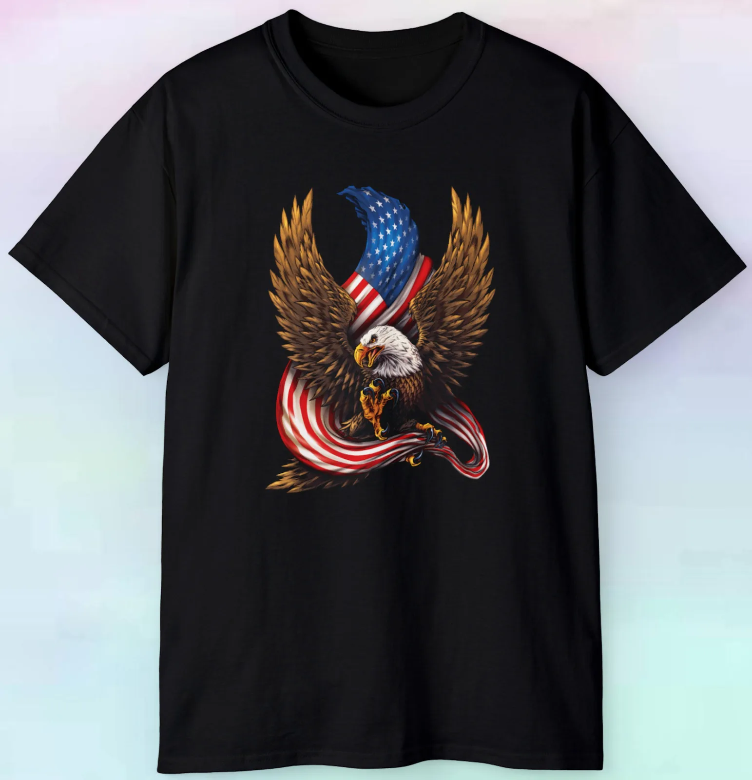 Men's Women's Bald Eagle With an American Flag T Shirt  USA Patriotic  S5XL