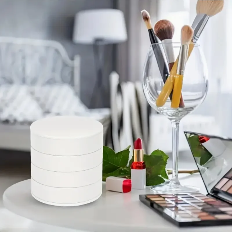 3-Tier Rotating Jewelry Organizer with Dustproof Lid, Compact Vanity Box for Earrings, Rings, Necklaces, Bracelets, Hair Accesso