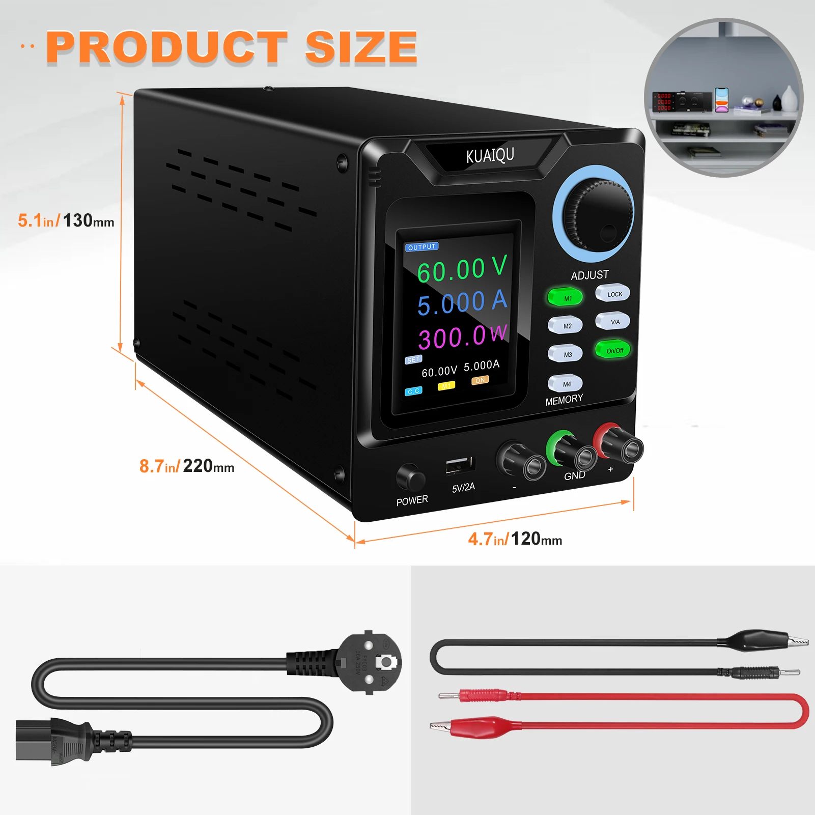 KUAIQU SPPS-D605 Precision Adjustment Knob Laboratory DC Bench Power Supply 60V 5A 300W LiFePO4 Battery Adapter24V 48V Plating