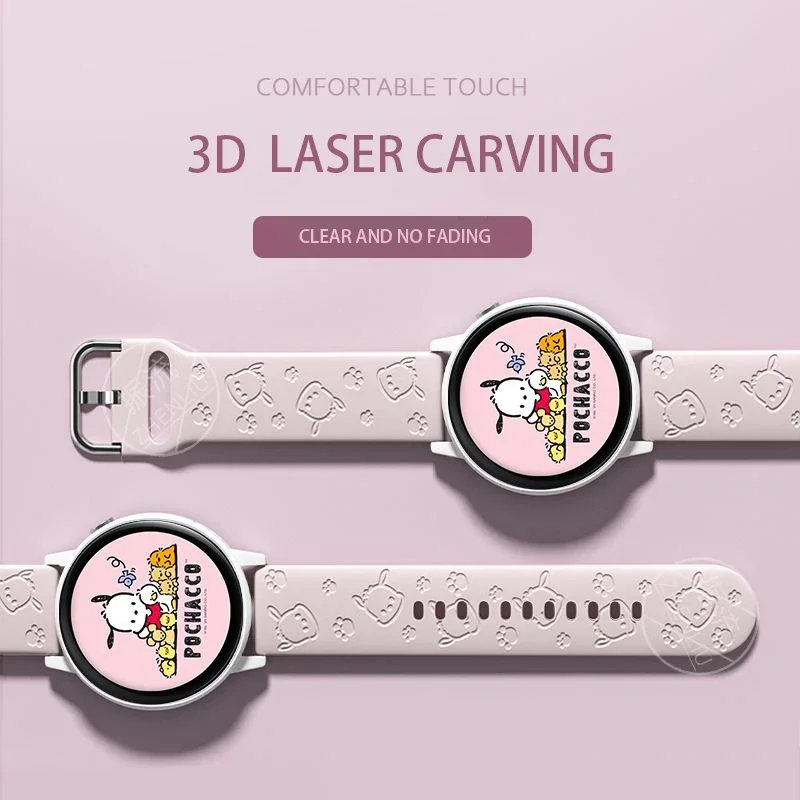 Laser Carving Pochacco Silicone Strap for Huawei Watch GT4 41mm Sports Wristband for huawei watch GT3 46mm Men Women 18mm 22mm