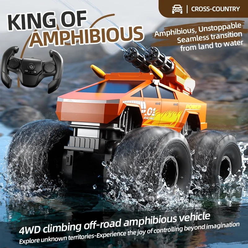 

Профессиональный внедорожный водный земной амфибия от 2 до 1, грузовик с дистанционным управлением 360 ° Вращение 4WD водонепроницаемый запуск воды RC автомобиль грузовик