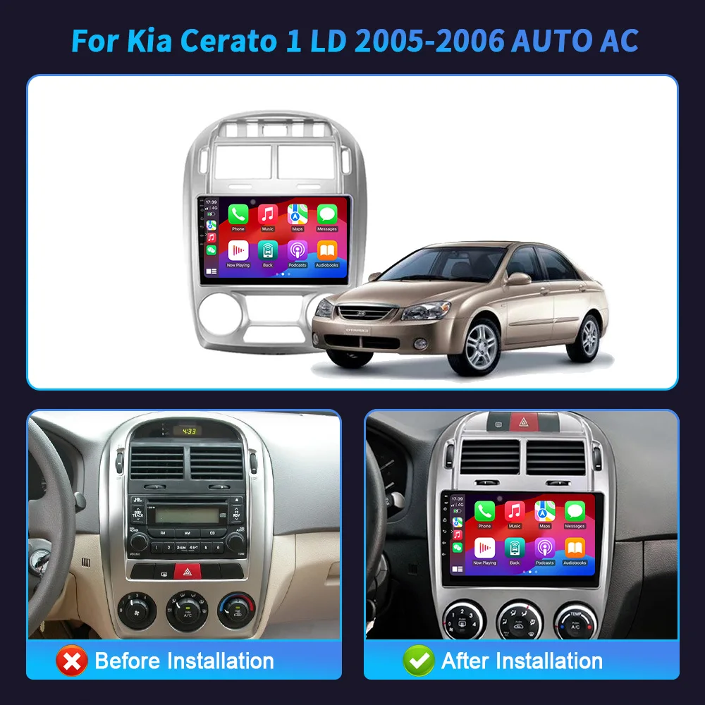 Voor Kia Cerato 1 Ld 2005-2006 Auto Ac Autoradio Multimedia Videospeler Navigatie 4G Gps Bt Carplay Android 14 Scherm Stereo