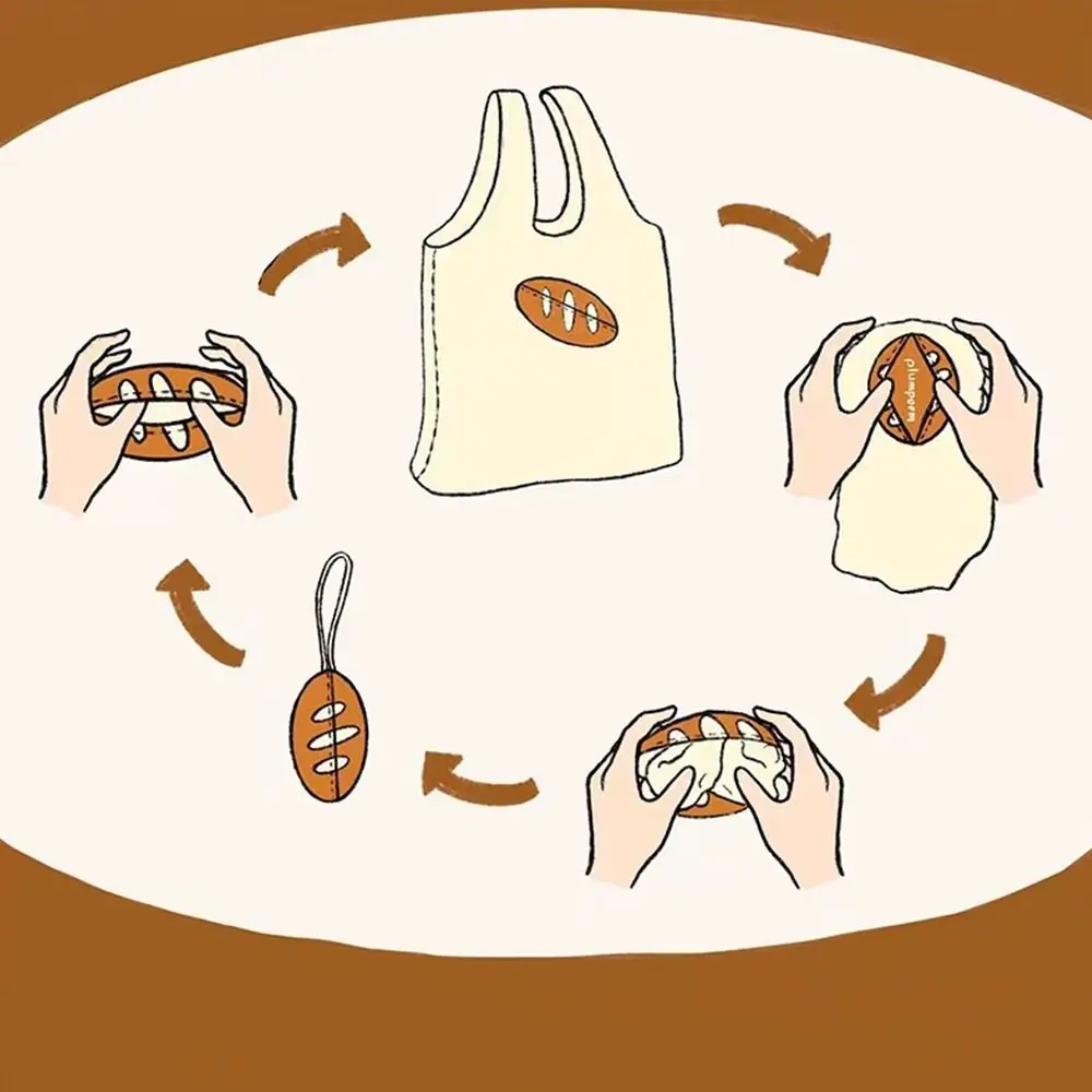 Portable Nylon French Bread Foldable Shopping Bag Storage Bags Reusable Cartoon Eco Bag Waterproof Tote Bag Food