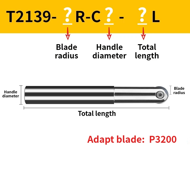 CNC Spherical Precision Milling Cutter Holder Milling Cutter Rod T2139-4R/5R/6R/8R/10R/12.5R/15R/16R Cutter Arbor Use For P3200