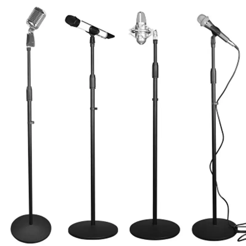 Weighted and thickened telescopic metal disc live broadcast stage floor mounted microphone stand professional