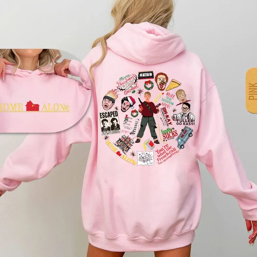 ملابس الشتاء النساء كيفن معركة خطة عيد الميلاد 2 الوجهين البلوز و هوديس ملابس Kawaii الشارع الشهير مضحك الأسرة المهرجانات القمم