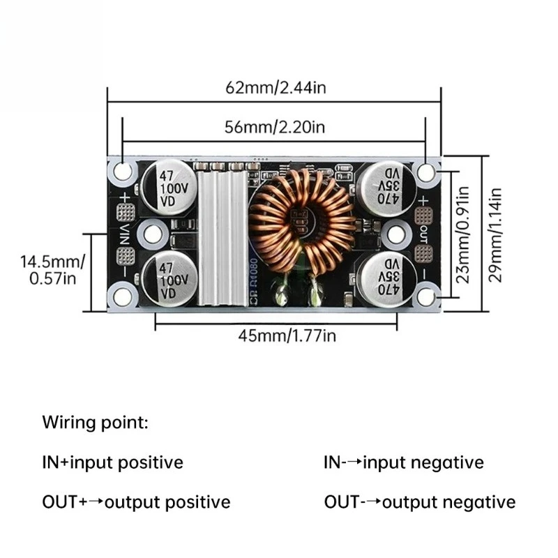 DC-DC Step-Down Power Supply Module Converter 100V To 5/12/24V 8A High Current High Voltage Step-Down Module