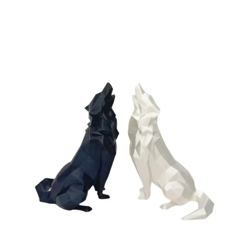Bestseller Moderne Abstrakte Geometrische Wolf-Skulptur 3D-Gedruckte Plastikstatue Bürodekoration für Innen- und Außenbereich