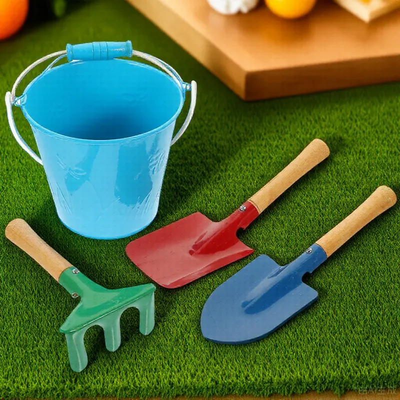 

1Set Children Sand Shovel Bucket Kit Healthy Wood Iron Material Lightweight Compact Shovel Set Summer Outdoor Beach