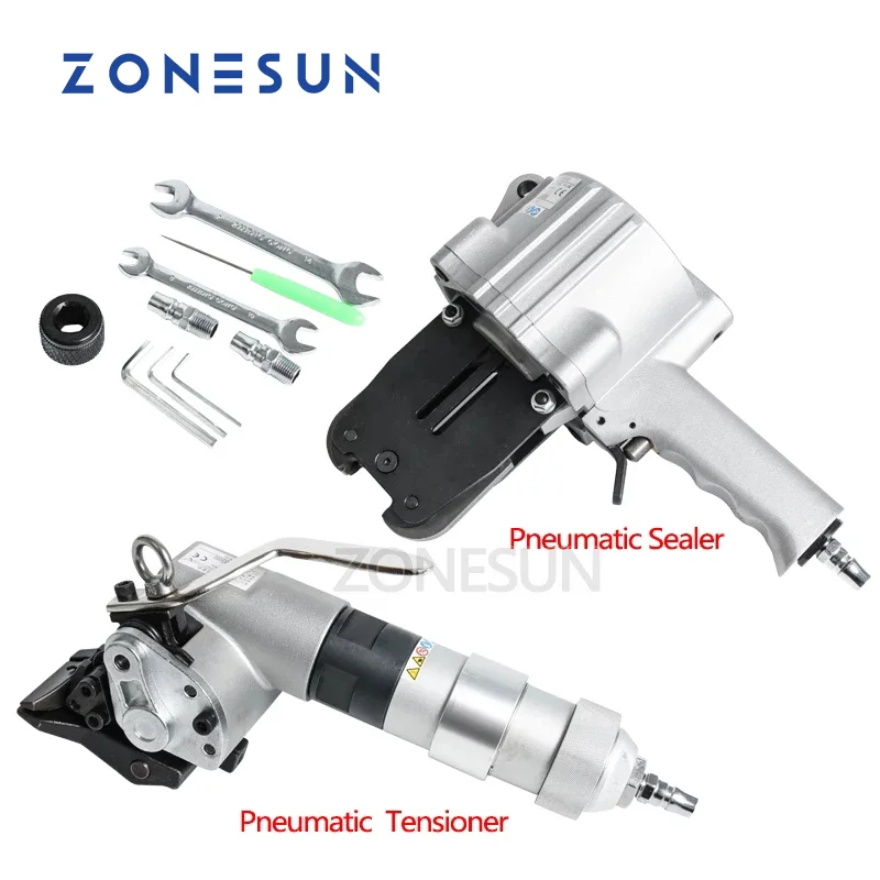 ZONESUN-Herramientas de embalaje de banda de acero neumática, sellador y tensor, KZS-40/32