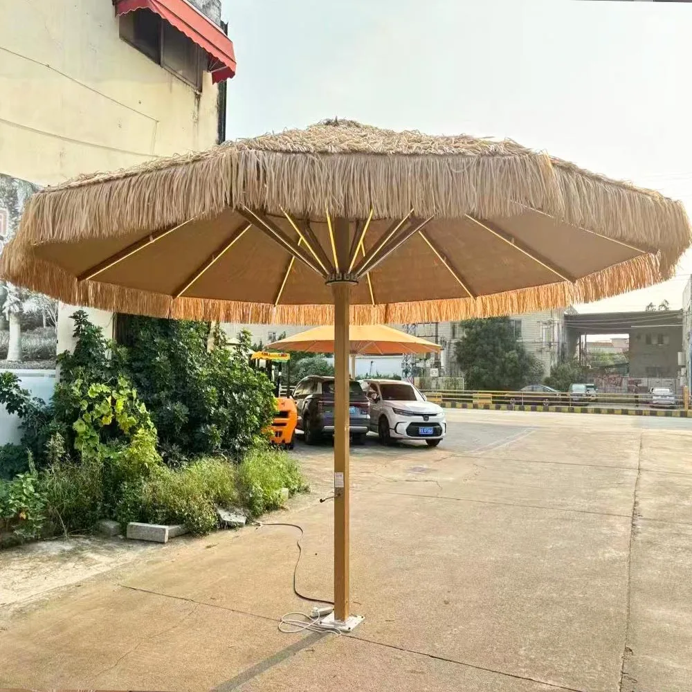Large 4-9m Automatic Remote Control Light Emitting Diode Parasol Custom Logo Aluminum Waterproof Outdoor Garden Furniture
