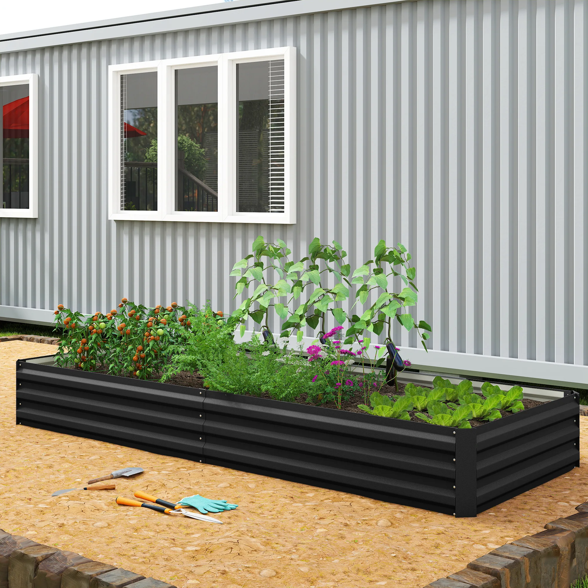 Galvanized Raised Garden Bed Metal Planter Box Easy Quick Setup view 7