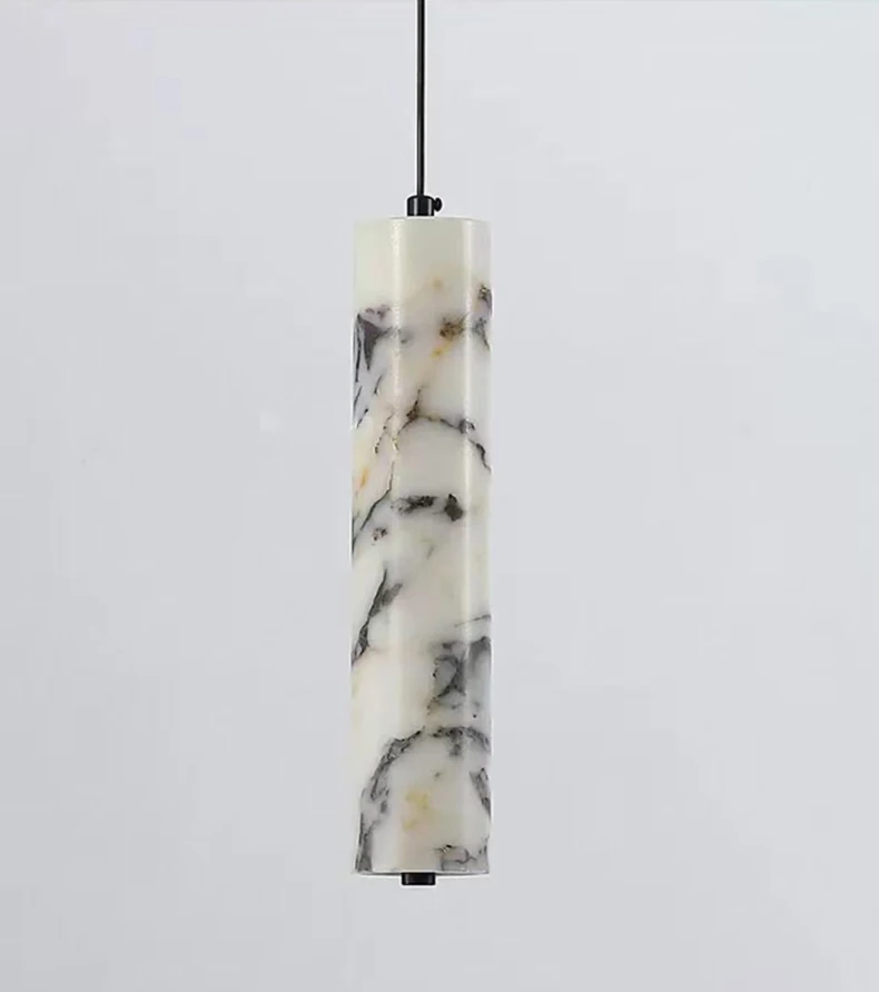 Cylinder Natural Marble Chandelier Dimmable Art Indoor