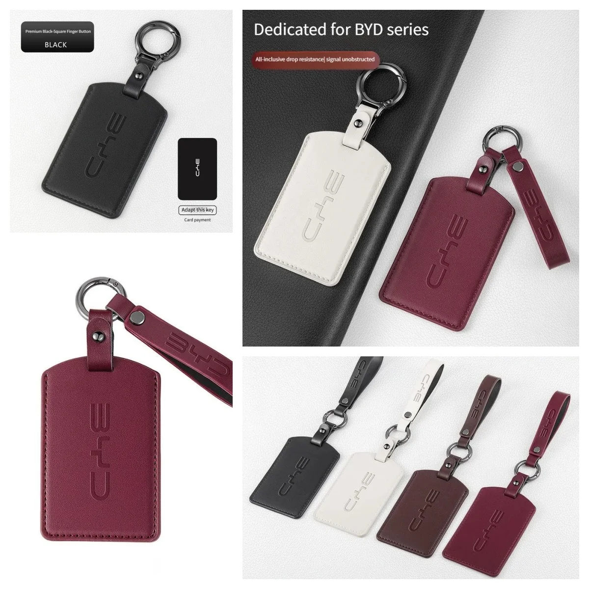 Smart NFC Card Key Holder For BYD Dolphin Seal Atto3 Han Tang Song Yuan BYD Logo Leather Anti‑Drop Protective Bag Car Accessorie