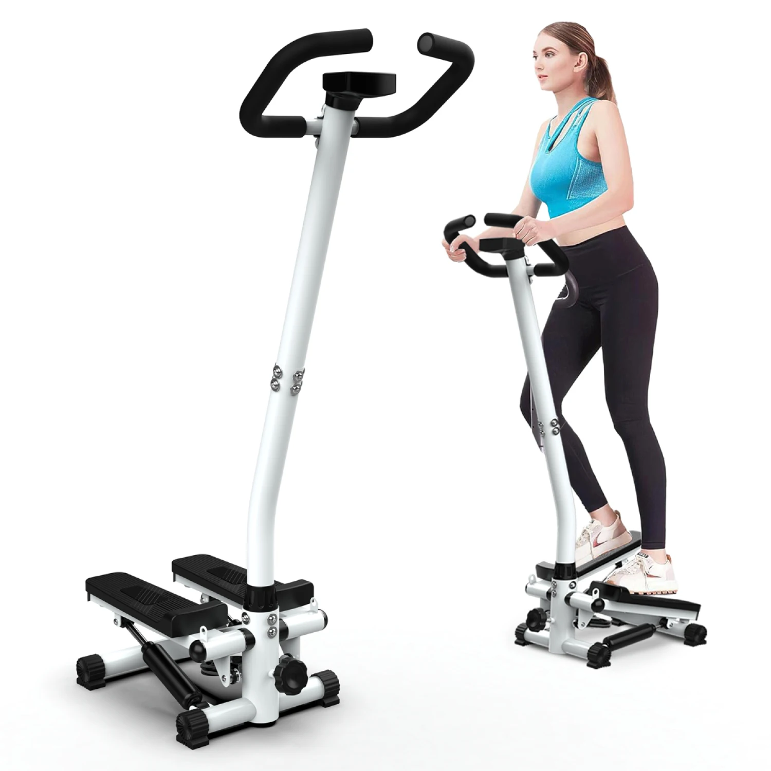 Stair Stepper Machine with Handlebar-Mini Steppers for Exercise with 300LBS Loading Capacity, Hydraulic Fitness Stepper with LCD