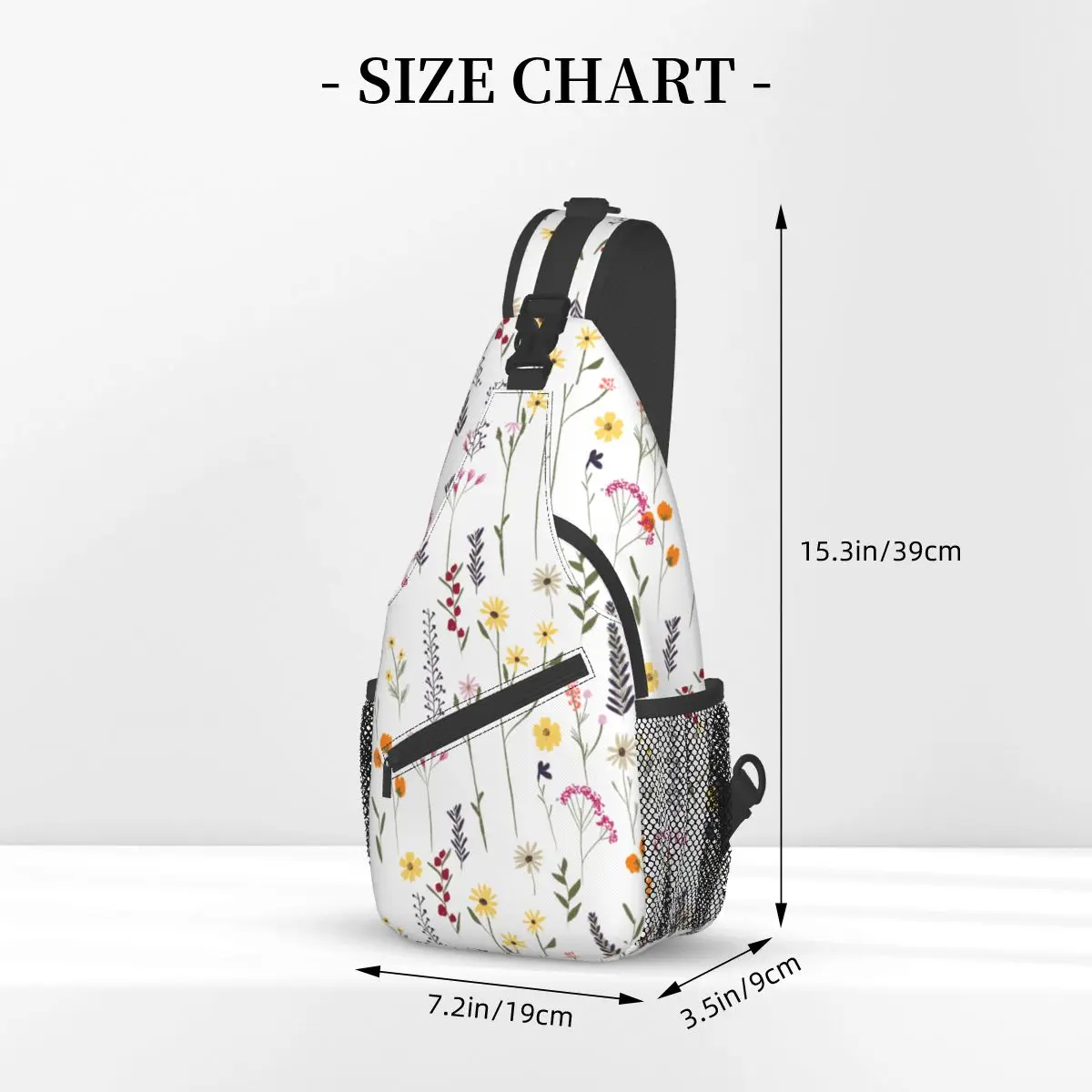 Pretty Flowers Floral Sling Bag Chest Crossbody Shoulder Backpack Travel Hiking Daypacks Pattern Bag