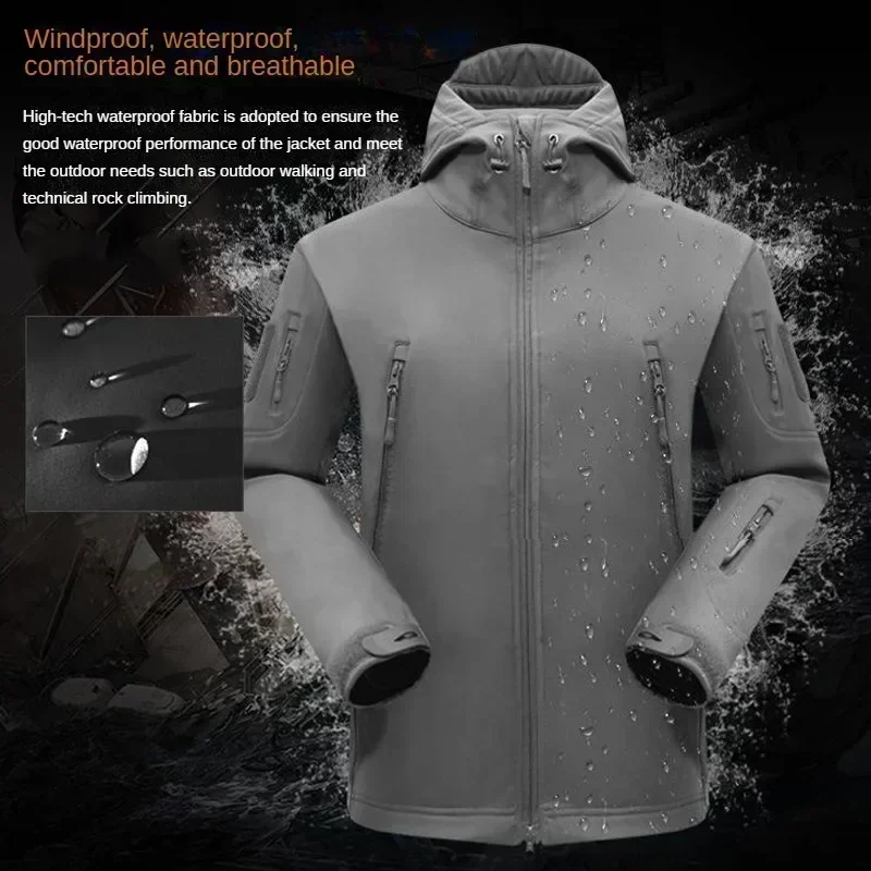 

Winter Autumn Fleece Thermal Waterproof Suit Men Jacket Tactical Outdoor Fishing Hiking Camping Tracksuits Coat